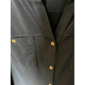 Ellen Tracy Navy Blouse with Gold Buttons Size MED‎